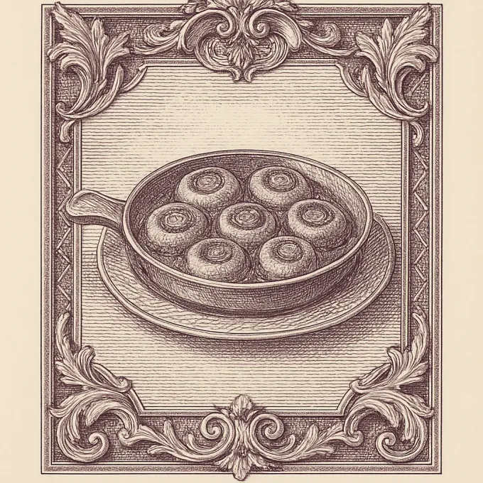 Gravyr av Champinjoner på escargot-vis